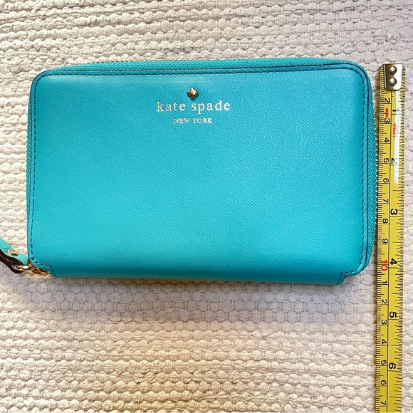 Kate Spade Zip Wristlet Wallet Purse Turquoise - Picture 7 of 8